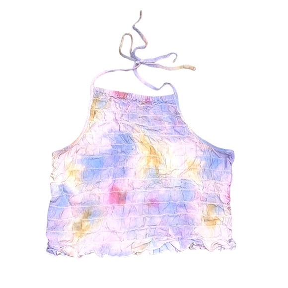 American Eagle Smocked Halter Top Pastel Rainbow - Picture 1 of 4